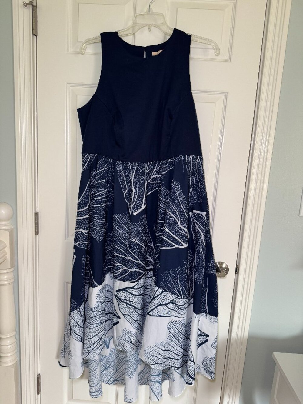 Hutch 2X gorgeous Altana navy and white hi low dress two-fer